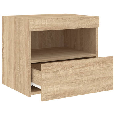 Yöpöydät LED-valoilla 2 kpl Sonoma-tammi 50x40x45 cm
