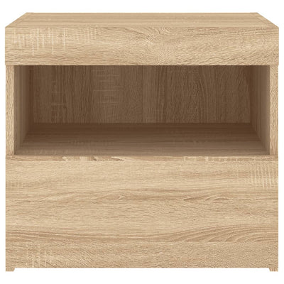 Yöpöydät LED-valoilla 2 kpl Sonoma-tammi 50x40x45 cm