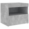 Yöpöytä LED-valoilla betoninharmaa 50x40x45 cm
