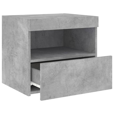 Yöpöytä LED-valoilla betoninharmaa 50x40x45 cm