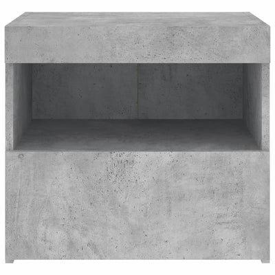 Yöpöytä LED-valoilla betoninharmaa 50x40x45 cm