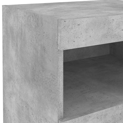 Yöpöytä LED-valoilla betoninharmaa 50x40x45 cm