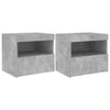 Yöpöydät LED-valoilla 2 kpl betoninharmaa 50x40x45 cm