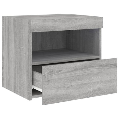 Yöpöytä LED-valoilla harmaa Sonoma 50x40x45 cm