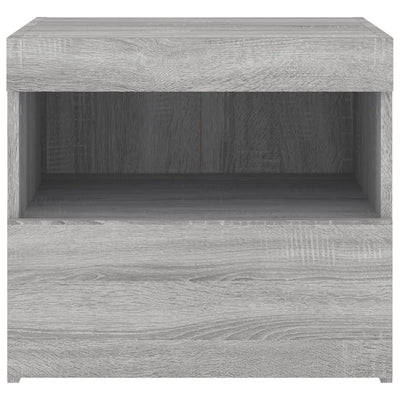 Yöpöytä LED-valoilla harmaa Sonoma 50x40x45 cm