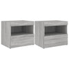 Yöpöydät LED-valoilla 2 kpl harmaa Sonoma 50x40x45 cm
