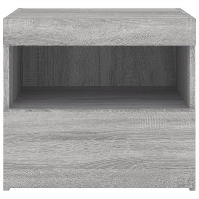 Yöpöydät LED-valoilla 2 kpl harmaa Sonoma 50x40x45 cm