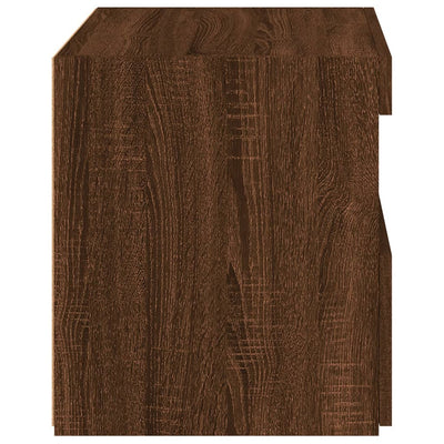 Yöpöytä LED-valoilla ruskea tammi 50x40x45 cm