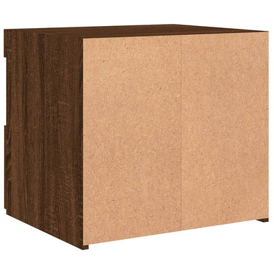 Yöpöytä LED-valoilla ruskea tammi 50x40x45 cm
