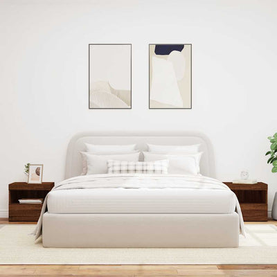 Ruskea tammi yöpöydät led-valoilla Latoria 50x40x45cm (2 kpl)