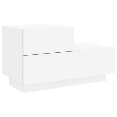 Yöpöytä LED-valoilla valkoinen 70x36x40,5 cm