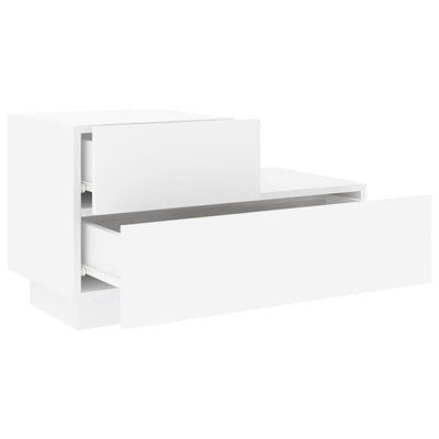 Yöpöytä LED-valoilla valkoinen 70x36x40,5 cm