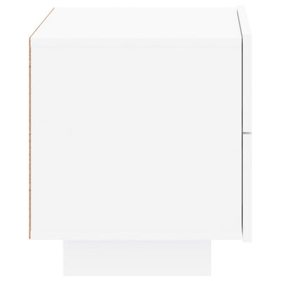 Yöpöytä LED-valoilla valkoinen 70x36x40,5 cm