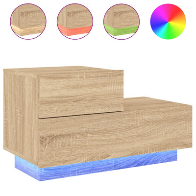 Yöpöytä LED-valoilla Sonoma-tammi 70x36x40,5 cm