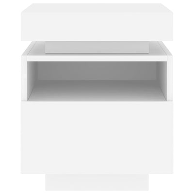 Valkoinen yöpöytä led-valoilla Barber 40x39x48,5cm