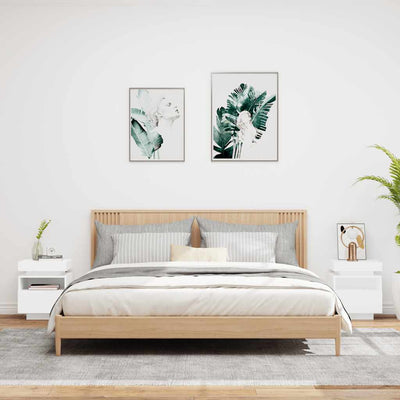 Valkoinen yöpöytä led-valoilla Barber 40x39x48,5cm (2 kpl)