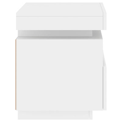 Valkoinen yöpöytä led-valoilla Barber 40x39x48,5cm (2 kpl)