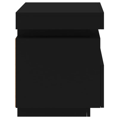 Yöpöytä LED-valoilla 2 kpl musta 40x39x48,5 cm