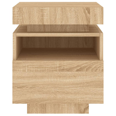 Yöpöytä LED-valoilla Sonoma-tammi 40x39x48,5 cm