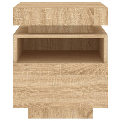 Yöpöytä LED-valoilla 2 kpl Sonoma-tammi 40x39x48,5 cm