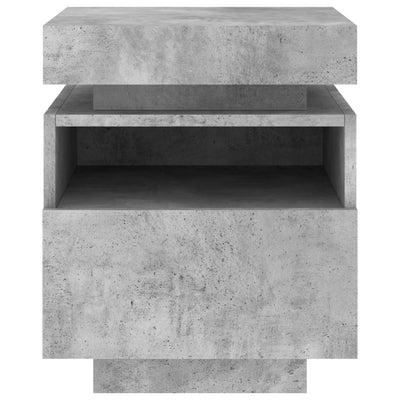 Yöpöytä LED-valoilla betoninharmaa 40x39x48,5 cm