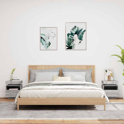 Harmaa yöpöytä led-valoilla Barber 40x39x48,5cm (2 kpl sonoma)