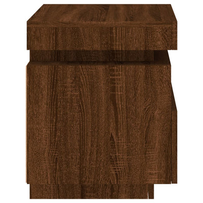 Yöpöytä LED-valoilla 2 kpl ruskea tammi 40x39x48,5 cm