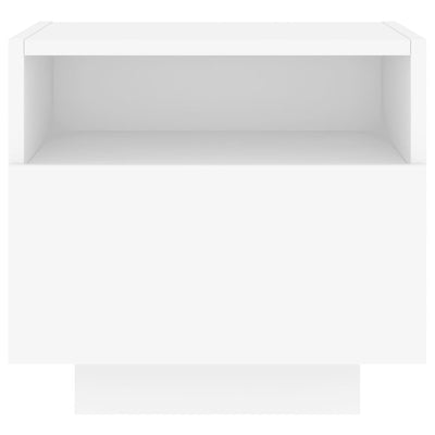 Yöpöytä LED-valoilla valkoinen 40x39x37 cm