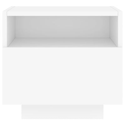 Yöpöytä LED-valoilla 2 kpl valkoinen 40x39x37 cm