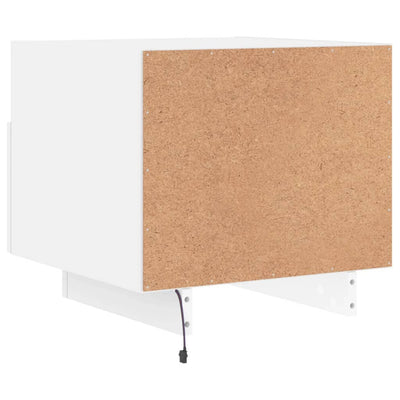 Yöpöytä LED-valoilla 2 kpl valkoinen 40x39x37 cm