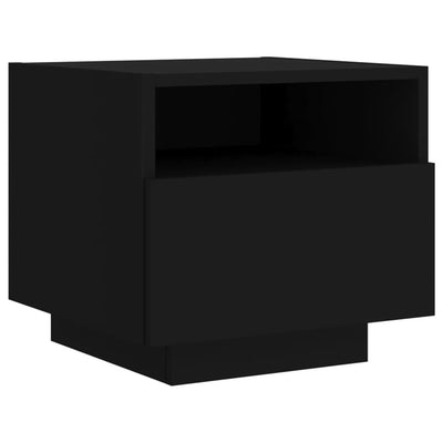 Yöpöytä LED-valoilla musta 40x39x37 cm