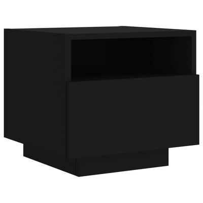 Yöpöytä LED-valoilla 2 kpl musta 40x39x37 cm