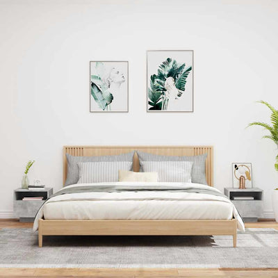 Betoninharmaa yöpöytä led-valoilla Scumpita 40x39x37cm (2 kpl)