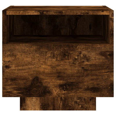 Yöpöytä LED-valoilla 2 kpl savutammi 40x39x37 cm