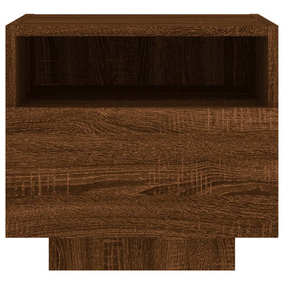 Yöpöytä LED-valoilla 2 kpl ruskea tammi 40x39x37 cm