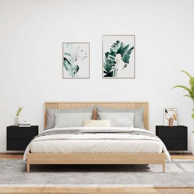 Musta seinäkiinnitettävät yöpöydät led-valoilla Salahedin (2 kpl)