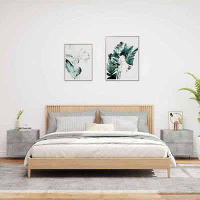 Betoninharmaa seinäkiinnitettävät yöpöydät led-valoilla Salahedin (2 kpl)