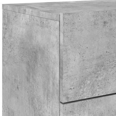 Seinäkiinnitettävät yöpöydät LED-valoilla 2 kpl betoninharmaa