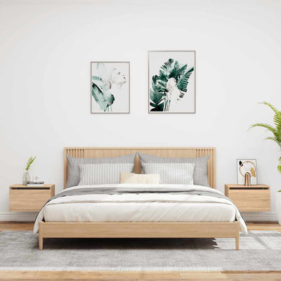 Sonoma tammi seinäkiinnitettävät yöpöydät Cioica (led-valoilla 2 kpl)