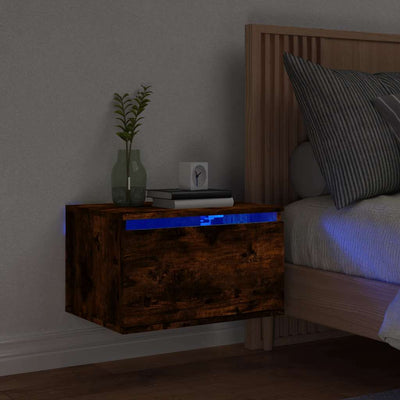 Savutammi seinäkiinnitettävä yöpöytä Cioica (led-valoilla)