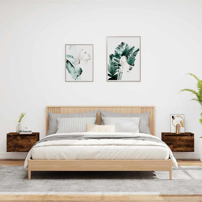 Savutammi seinäkiinnitettävät yöpöydät led-valoilla Cioica (2 kpl)