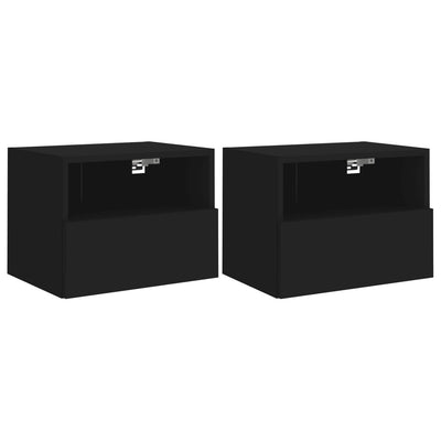 TV-seinäkaapit 2 kpl musta 40x30x30 cm tekninen puu