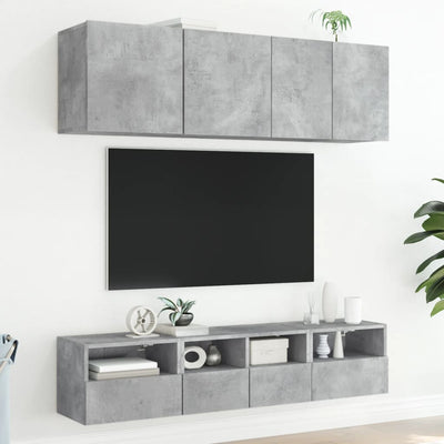 TV-seinäkaapit 2 kpl betoninharmaa 40x30x30 cm tekninen puu