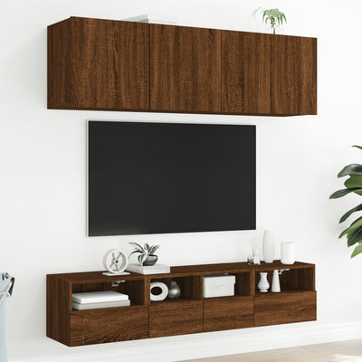 TV-seinäkaapit 2 kpl ruskea tammi 40x30x30 cm tekninen puu