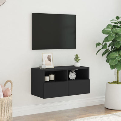 TV-seinäkaappi musta 60x30x30 cm tekninen puu
