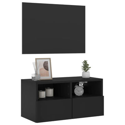 TV-seinäkaappi musta 60x30x30 cm tekninen puu