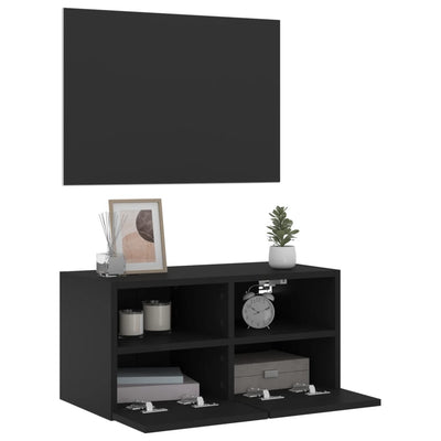 TV-seinäkaappi musta 60x30x30 cm tekninen puu