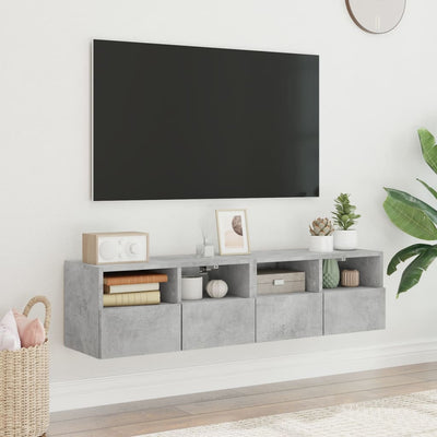 TV-seinäkaapit 2 kpl betoninharmaa 60x30x30 cm tekninen puu