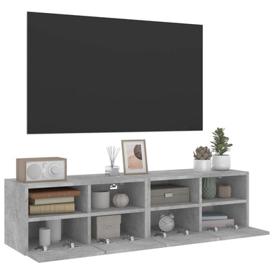 TV-seinäkaapit 2 kpl betoninharmaa 60x30x30 cm tekninen puu