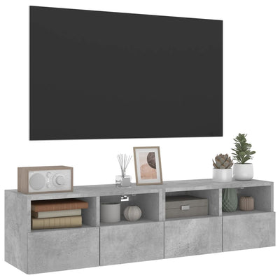 TV-seinäkaapit 2 kpl betoninharmaa 60x30x30 cm tekninen puu